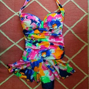 Chaps Size 6 Floral Skirted Bathing Suit